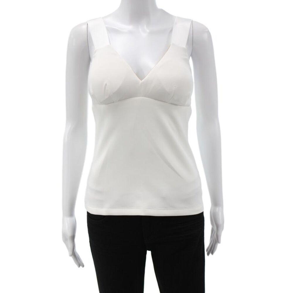 Hedge Women Camisole V-Neck Solid White Polyester Sleeveless Size L